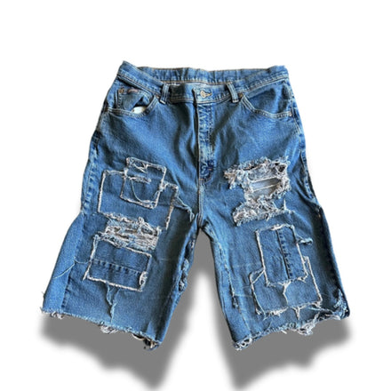 Distressed Patched Jorts